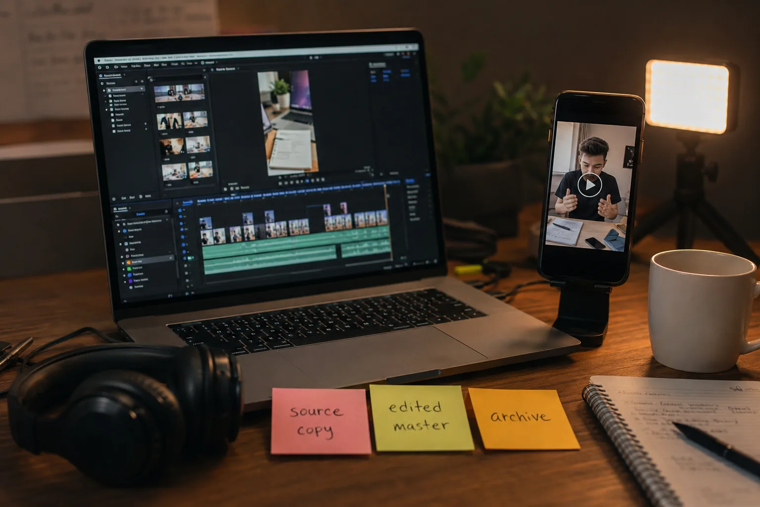 A person organizing a local archive of their own social video posts on a laptop.