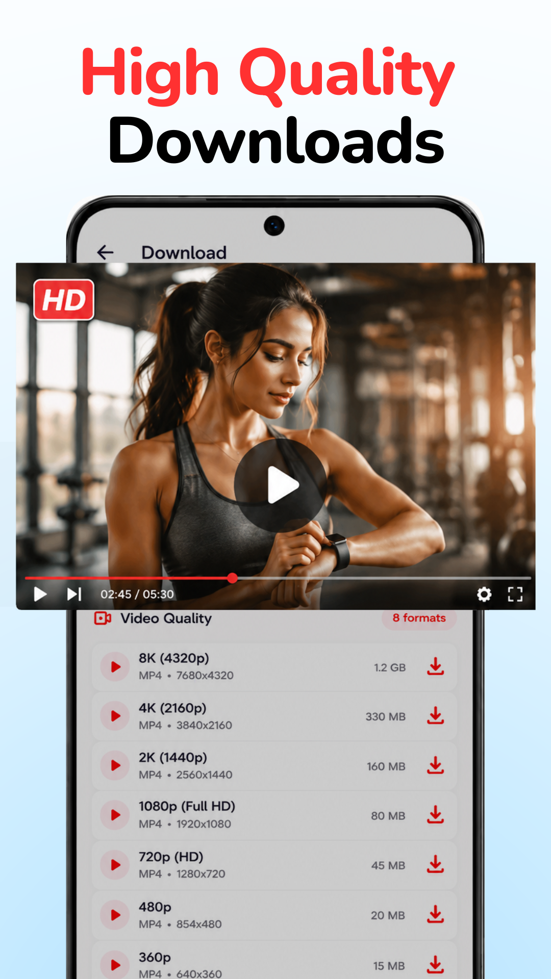VidMedia built-in browser screen with download options