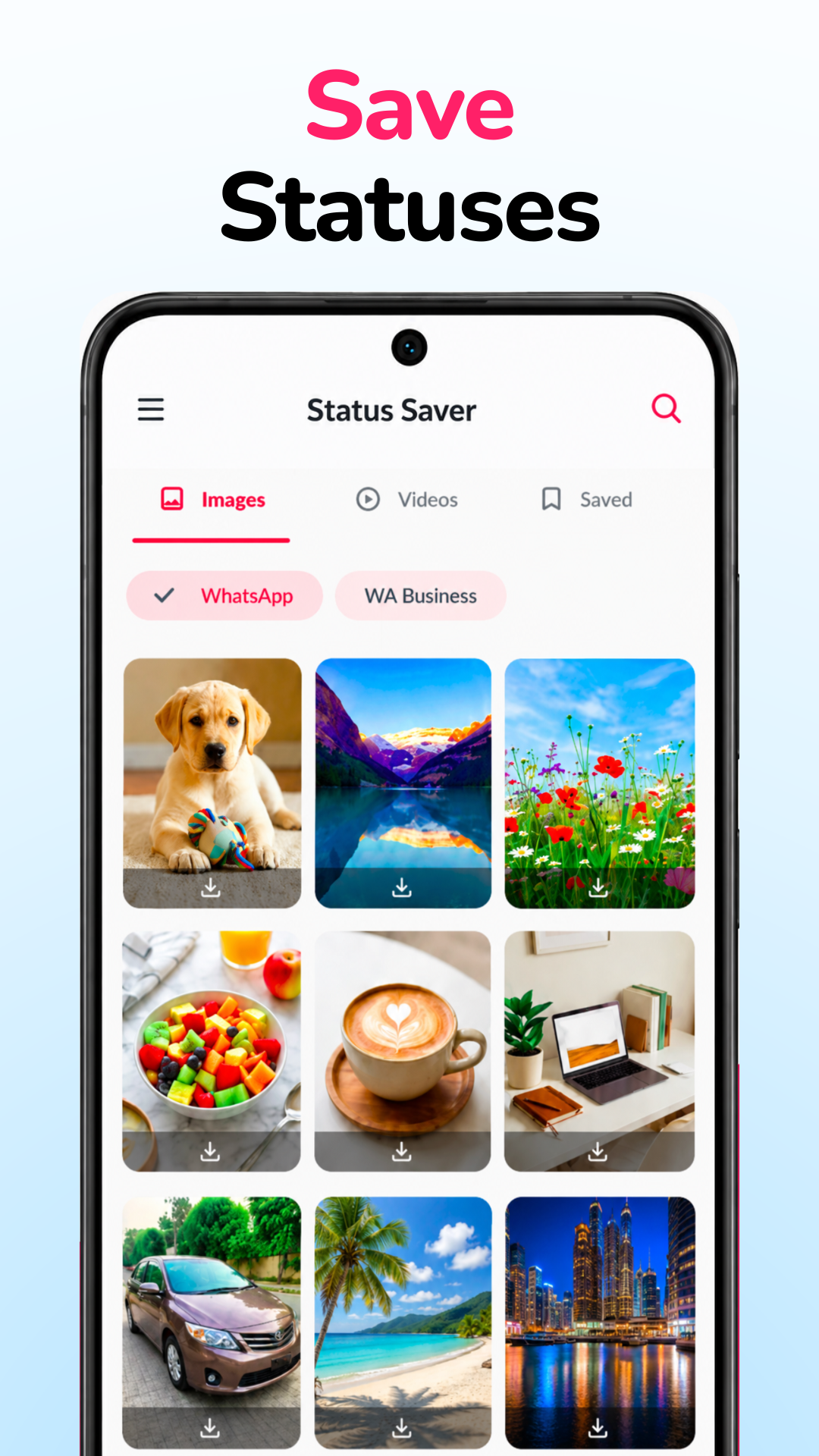 VidMedia built-in browser screen on Android showing website with download options