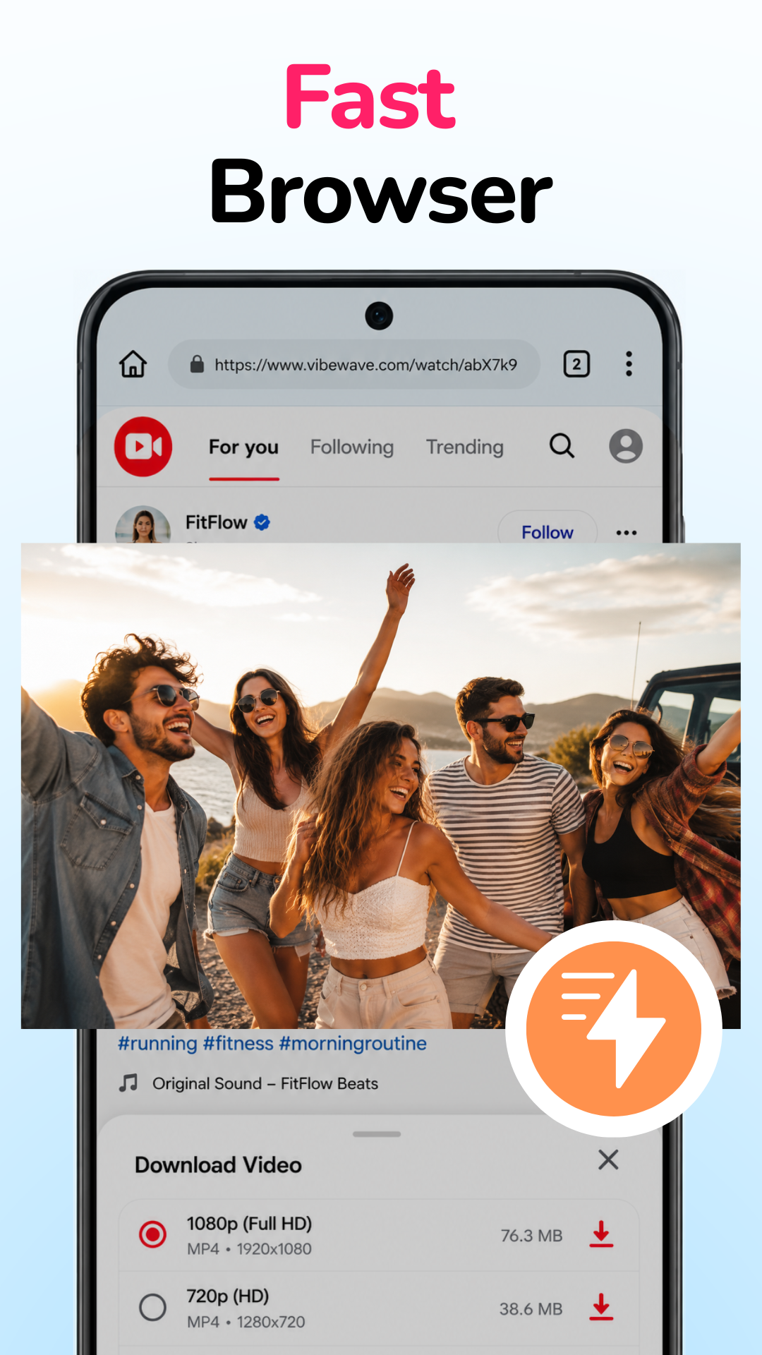 VidMedia app screen showing download in progress